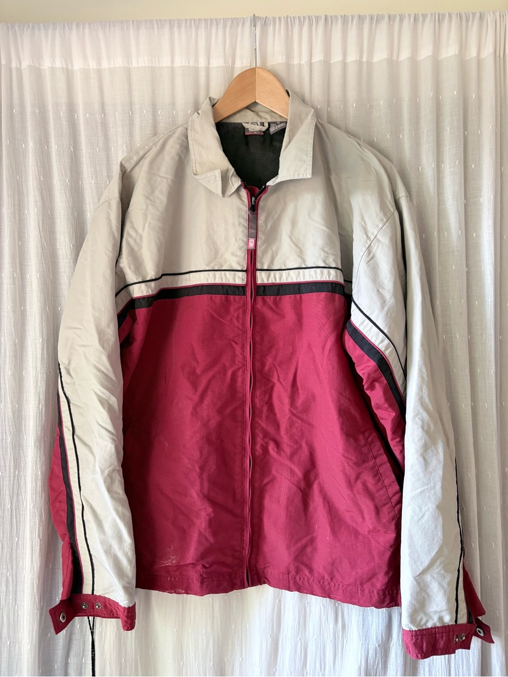 Vintage Ocean Pacific OP Two-Tone Red and Light Gray Windbreaker Jacket